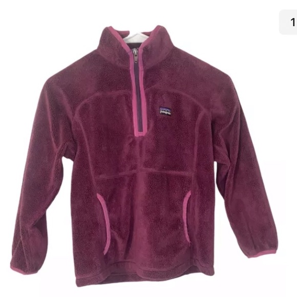 Patagonia Girl's 1/4 Zip Fleece Pullover Jacket - Size 7/8 - Picture 1 of 3